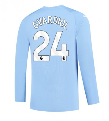 Lacne Muži Futbalové dres Manchester City Josko Gvardiol #24 2023-24 Dlhy Rukáv - Domáci
